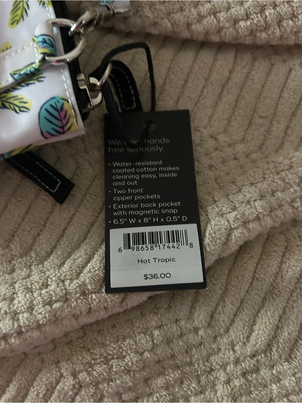 Scout  White Crossbody with Neon Tropical Palm Print - Picture 9 of 10
